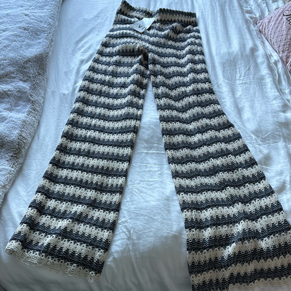 Zara blue and tan beach pants
